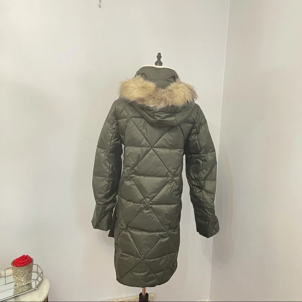 Lauren Ralph Lauren Faux Fur Trim Hooded Puffer Jacket In Litchfield Loden NWT - Picture 10 of 16
